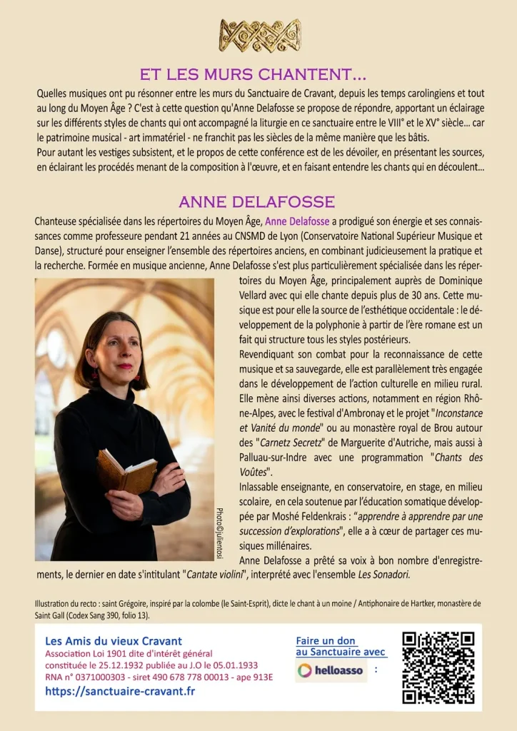 Conférence d'Anne Delafosse au sanctuaire de Cravant le 4 juilelt 2026